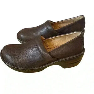 Bass Brown Sheena Clog Mule Shoes Size 7M Leather, Comfort, Work